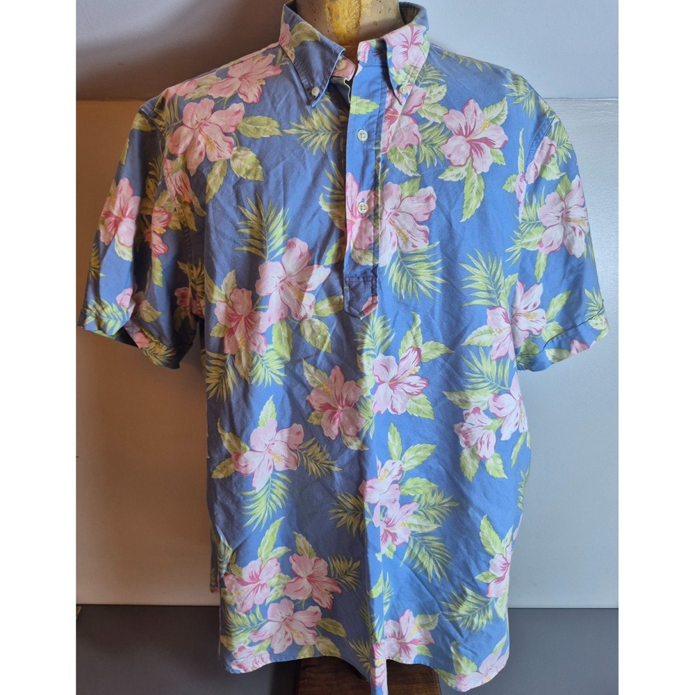 Polo Ralph Lauren Mens Oxford Short Sleeve Floral 1/2 Button Shirt XXL 2XL
